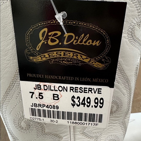 NEW 🤍🤍J.B. Dillon Reserve White Leather Western Boots - Picture 3 of 3